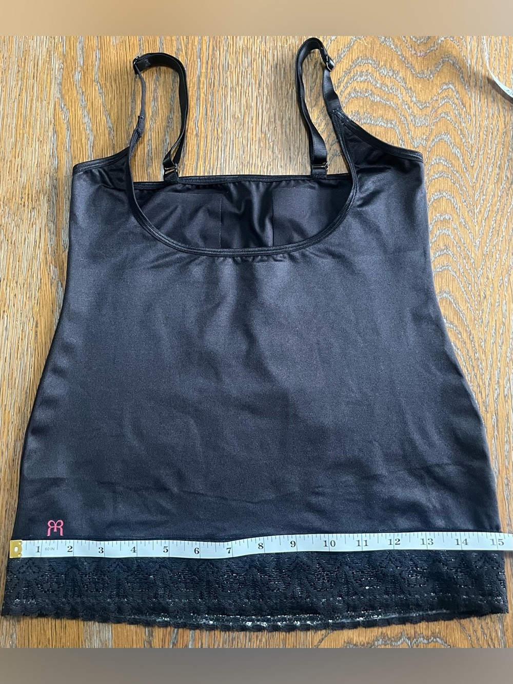 Ruby Ribbon Open Bust Shaping Cami Tank Top Black Lace Hem Size Large - Picture 8 of 10